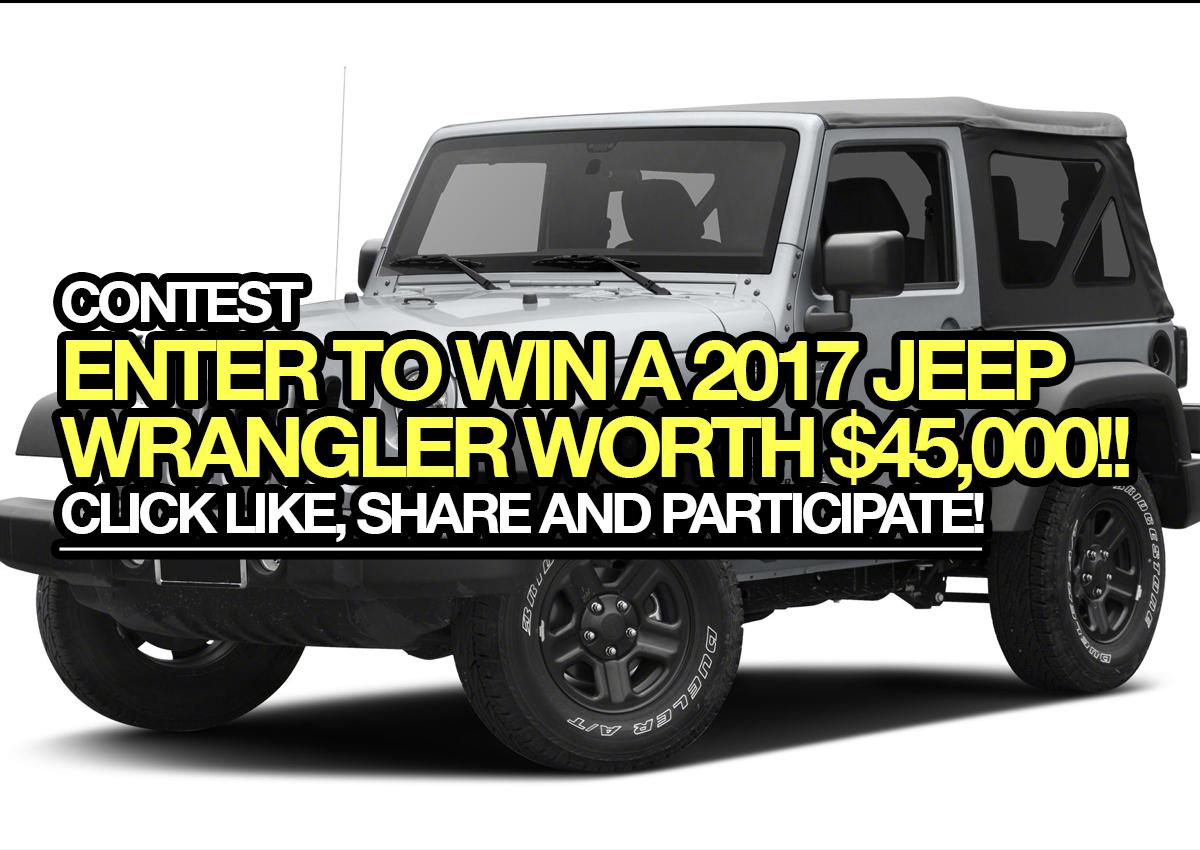 Enter to win a 2017 Jeep Wrangler worth $45,000!