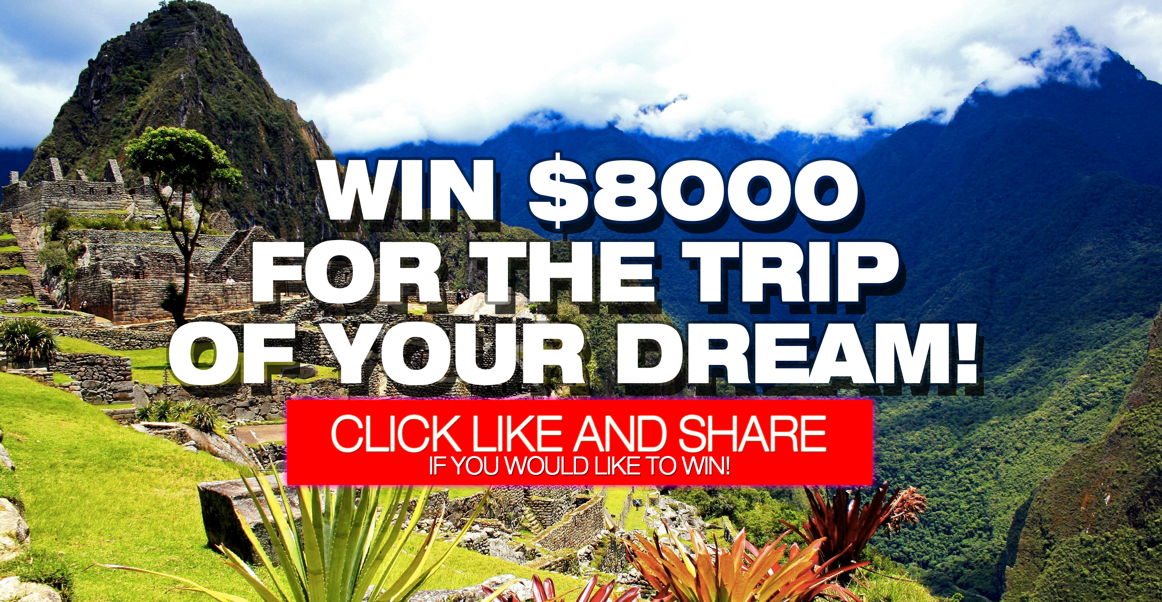 Enter to Win an $8000 Travel Voucher! -- Like and Share!