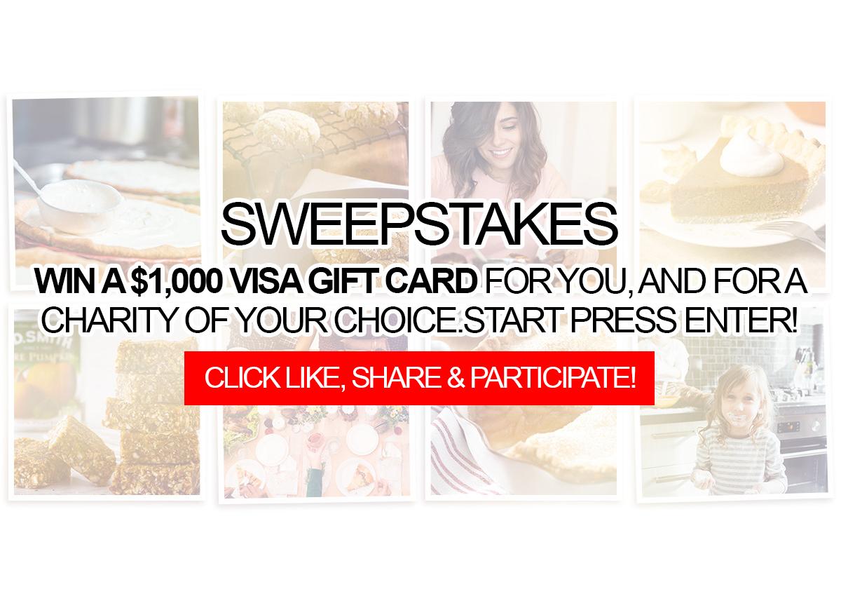 Contest: Win a $1,000 Visa gift card for you and one  for your favourite charity!
