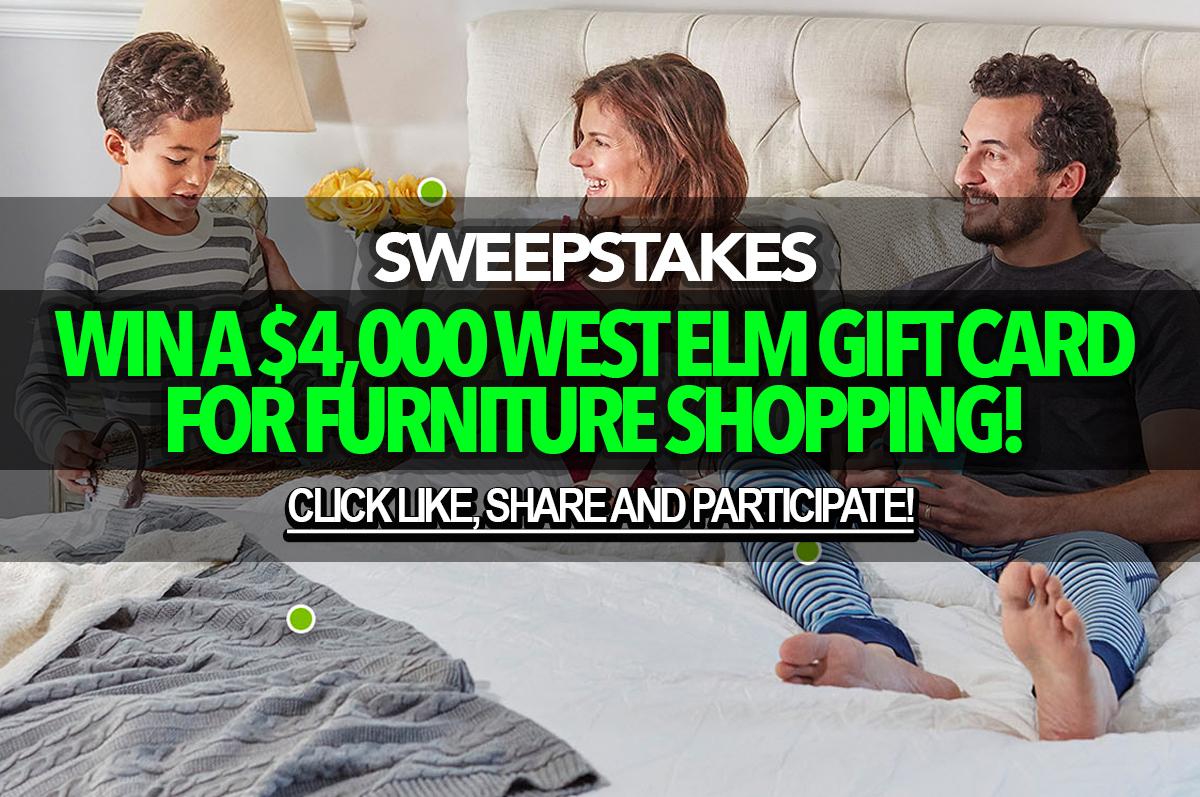 Contest Win a 4,000 West Elm gift card for furniture shopping!